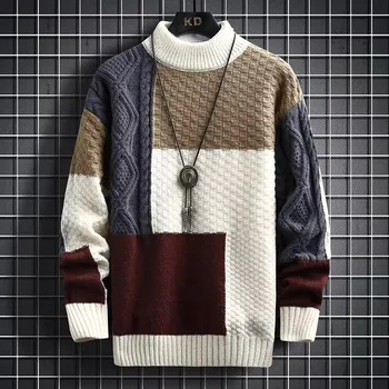 Свитер в тон, мужской пуловер с длинными рукавами, универсальный повседневный свитер