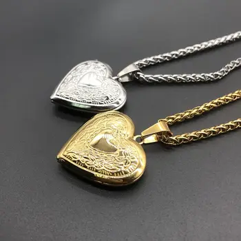 Сердце любви Секретное послание Медальон Ожерелье Кулон Винтажный Подарок-сюрприз Для влюбленных Пар Пользовательское сообщение Фото Медальон с изображением