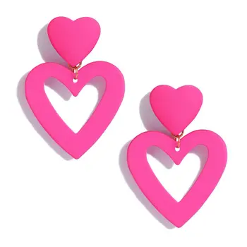 Серьги с двойным сердечком, висячие серьги-капельки для ушей для женщин, красочный подарок на День Святого Валентина, День матери