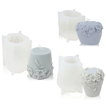 Силиконовые формы для цилиндрических свечей, 3D цветы из ротанга, силиконовая форма для свечей для ароматерапии
