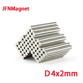 Сильный магнит 4x2 круглых магнита NdFeB Мощный магнит D4x2 мм, редкоземельный неодимовый магнит, поисковые магниты 4x2 мм