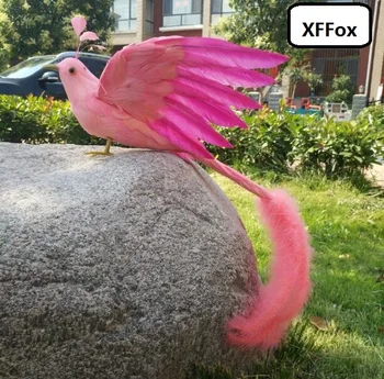 симпатичная имитация птицы Феникс модель из пены и меха розовая длиннохвостая птица игрушка в подарок около 45x50 см xf0548