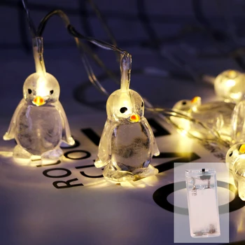 Симпатичные гирлянды с изображением пингвинов, гирлянды с животными, декор для детской комнаты, Рождественские украшения, огни