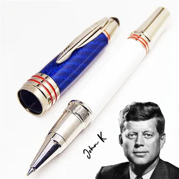 Сине-белые ручки-роллеры JFK из углеродного волокна ограниченной серии MB, роскошные подарочные канцелярские принадлежности для письма с серийным номером