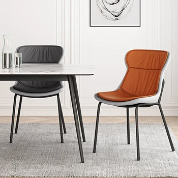 Современные стулья для кухни из кожаного материала Ресторанный стул Удобная Мягкая сумка Компьютерный стул с широкой посадкой Современная мебель