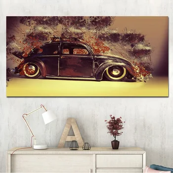 Современный плакат со спортивным автомобилем и принтом, ретро пейзаж, картина на холсте, Винтажное произведение искусства, антикварная настенная картина для декора гостиной