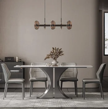 Сочетание итальянского минималистичного обеденного стола и стула в стиле bright rock plate в минималистичном стиле современного домашнего обеденного стола