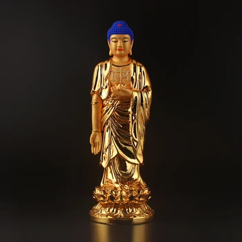 Статуя Будды Амитабхи 48 см Статуэтка Расписная Стоящий Амитаюс Орнамент Ручной Работы Благоприятное Украшение Красный Золотой Амитабха