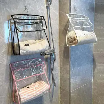 Сумка для хранения в ванной, водонепроницаемая настенная сумка для хранения с карманом для телефона, органайзер большой емкости для пыленепроницаемых подвесных сумок, аккуратный