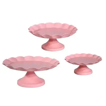 Тарелка для торта Свадебный Реквизит Железная Круглая Подставка для Торта Подставка для десертов и закусок Поднос Украшение стола Розовый