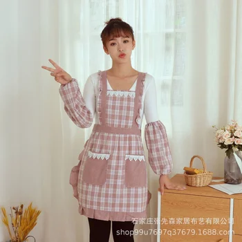 Тканевый фартук для домашней кухни 2021 Новая Корейская мода, Домашний рабочий фартук, Дышащий фартук, юбка для приготовления пищи