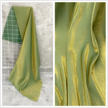 Ткани для юбок и рубашек из глазированного шелка с зеленой позолотой для девочек-русалочек, хлопчатобумажного атласа, блестящей шелковой ткани с золотым и серебряным покрытием