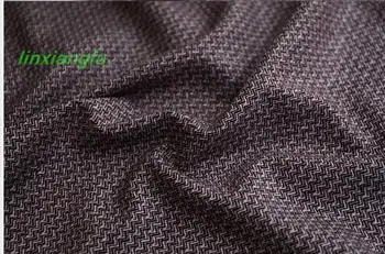 Тонкая винтажная пурпурно-красная ткань, саржевая ткань в елочку, нежная твидовая шерстяная ткань.
