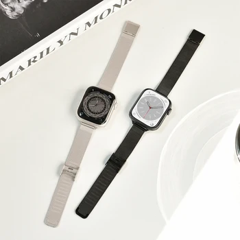 Тонкий Металлический ремешок-браслет для Apple Watch 41 мм 45 8 7 6 SE 5 4 3 38/40 Миланский ремешок из нержавеющей стали для iwatch 42 мм 44 мм Ultra