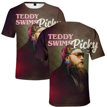 Торговая марка Teddy Swims Singer, мужская и женская повседневная летняя футболка с 3D-принтом и короткими рукавами, одежда для косплея