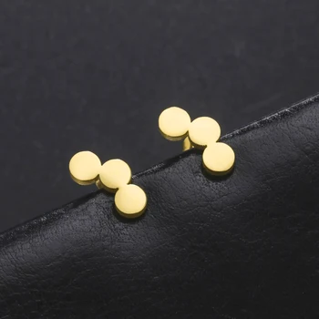 Трехкруглые мини-круглые шпильки из нержавеющей стали золотого цвета, геометрические серьги для женщин, девочек, новинка 2023 года В модном ювелирном подарке.