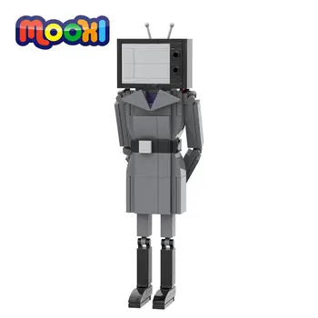 Туалетная игра MOOXI Skibidi, Телевизионная фигурка Titan Woman, модель персонажа, игрушка-конструктор для детей, строительный кирпич, Сборные детали MOC1337