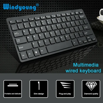 Ультратонкая проводная клавиатура USB 2.0 Mini Multimedia Игровая клавиатура для ПК на 78 клавиш с наклейкой на испанский, арабский, Русский, иврит