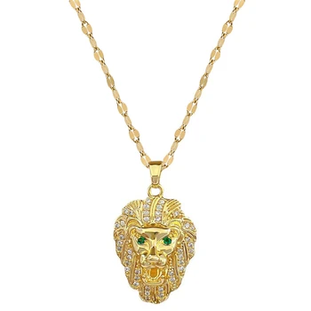 Хип-хоп хрустальное ожерелье с львиной головой из нержавеющей стали, индивидуальное ювелирное украшение с животными, цепочка-чокер, модные ожерелья для женщин