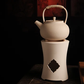 Чай из белой грязи, сваренный на углях, печь из сырой керамики, обжигаемой на древесном угле, ретро-бытовой чай кунг-фу ручной работы, ветряная печь, грязевая печь