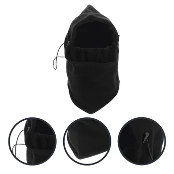 Черная шерстяная шапка, головной убор, зимняя черная пылезащитная теплая защита для верховой езды, лыжи, флисовая одежда для женщин на открытом воздухе