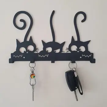 Черный декоративный симфонический оркестр в форме кошки, настенная вешалка для пальто, Настенный крючок, крючок для ключей, крючок для ключей