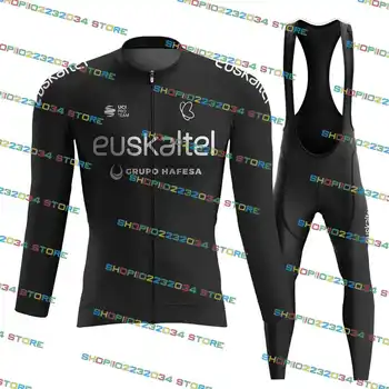 Черный комплект из джерси для велоспорта Euskaltel 2023 года в стиле Ретро с длинным рукавом, велосипедная одежда MTB, рубашка для шоссейного велосипеда, костюм Майо