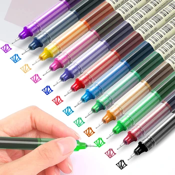 Шариковая ручка 12шт разных расцветок, быстросохнущие чернила 0,5 мм, жидкая разноцветная ручка Fine Point для ведения дневника, плавный почерк