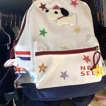 Школьный ранец для подростков большой емкости Y2k, модная универсальная дорожная сумка 2023, милые рюкзаки в стиле пэчворк с мультяшной собачкой и звездой, Mochilas