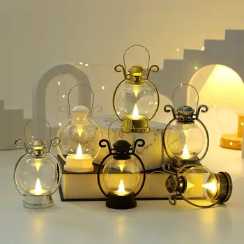 Электронная свеча, винтажный светодиодный фонарь, ночник на батарейках для домашнего декора, Беспламенная свеча-светильник на Рождество