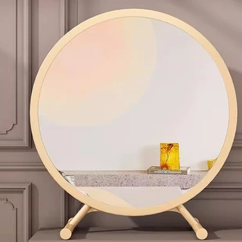 Эстетичное зеркало для туалета для девочек, Круглое Маленькое зеркало для макияжа, письменный стол, туалетный столик, спальня, Espejo Adhesivo, Украшение дома