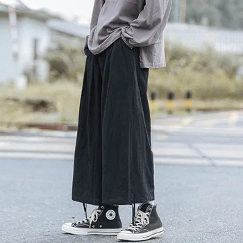 Японские брюки Yamamoto Wind Мужские Летние Тонкие Прямые Свободные повседневные брюки с широким ремешком большого размера от модного бренда