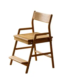 Японское детское учебное кресло из массива дерева, спинка из белого дуба, подъемный стул, письменный стул, обеденный стул