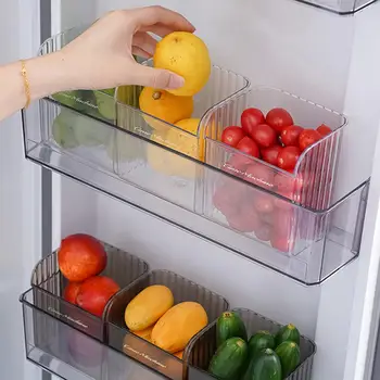 Ящик для хранения в холодильнике Держатель кисточки для макияжа Эффективная организация кухни Прозрачные дверцы холодильника Ящики для хранения продуктов