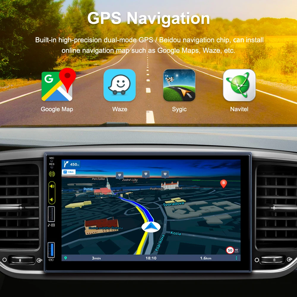 REAKO 2 Din Android 7-Дюймовый Автомобильный Мультимедийный видеоплеер Универсальный стерео радио GPS для Volkswagen Nissan Hyundai Kia Toyota 4