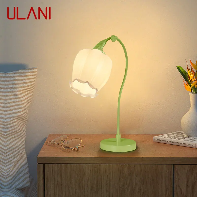 Светодиодная настольная лампа ULANI Nordic Креативное настольное освещение из зеленого стекла Современный декор для дома, гостиной, спальни, прикроватной тумбочки 0