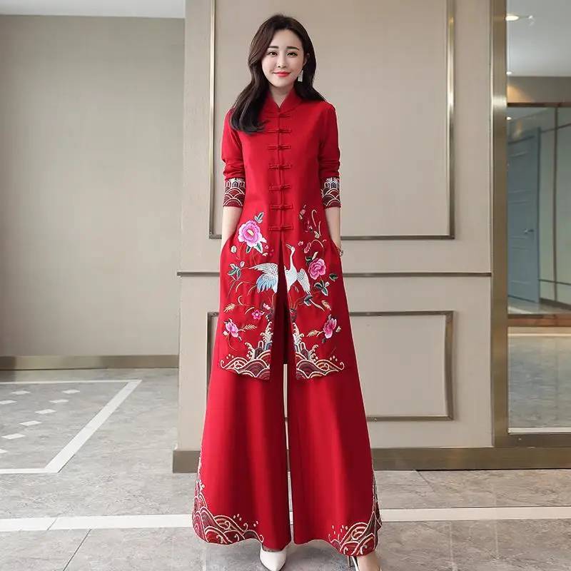 Женщина в китайском стиле Древнего Ханьфу Миди Ципао с двумя разрезами Традиционная китайская одежда Танское Переодевание Восточная Одежда 0