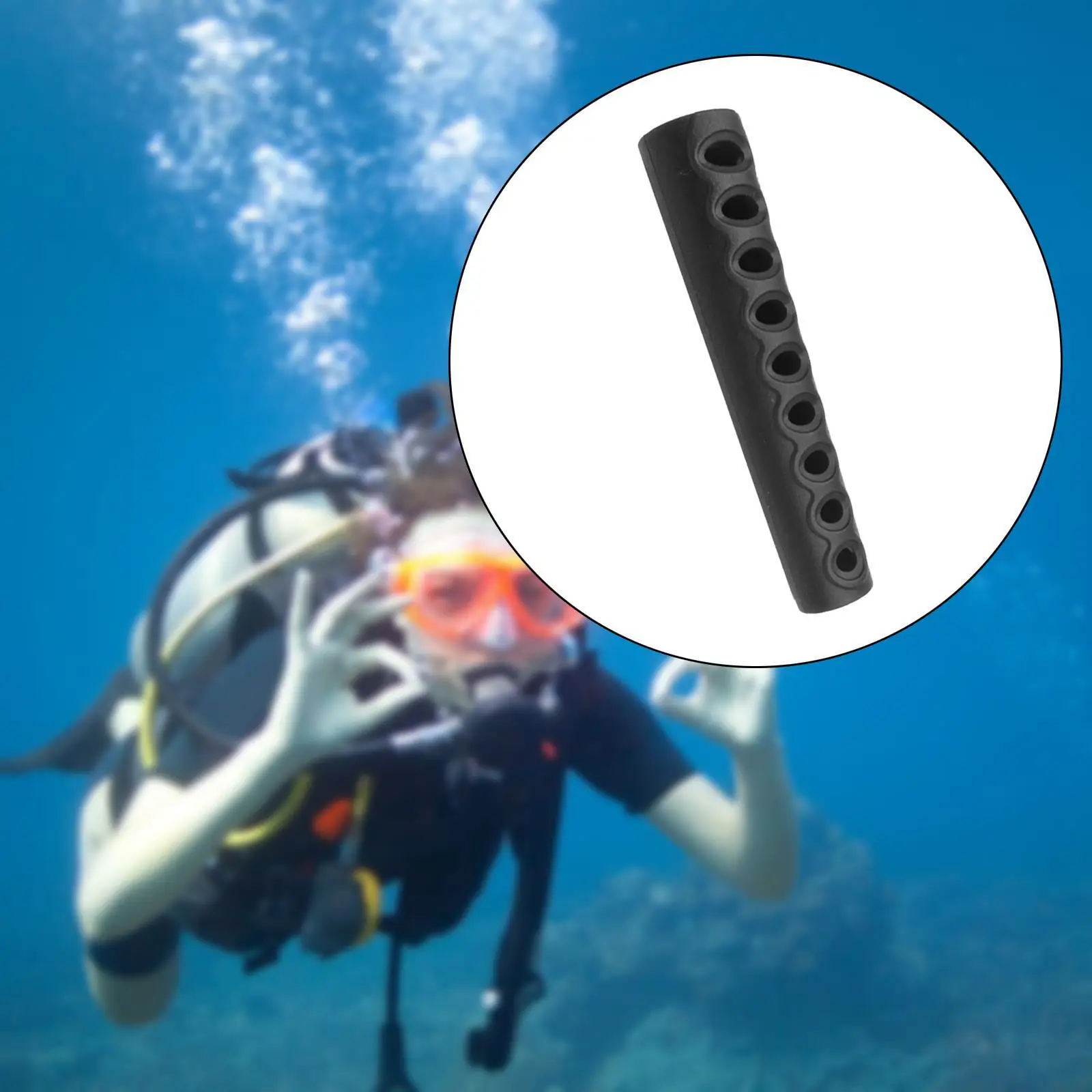 Аксессуар для защиты шланга для подводного плавания длиной 3,7 дюйма, прочный, легко устанавливаемый, Черный 1