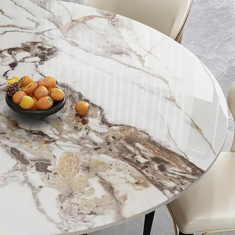 Итальянский офис Роскошный Обеденный стол Rock Board Поворотный стол Современный Простой Бытовой Кухонный стол и Стул Мебель для спальни 4