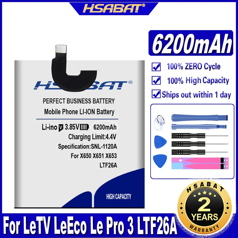 Аккумулятор HSABAT LTF26A 6200mAh для LeTV LeEco Le Pro 3 LTF26A AI X650 5,5 дюймов X650 X651 X653 X656 X658 X659 Аккумуляторов 0