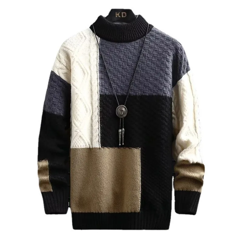 Свитер в тон, мужской пуловер с длинными рукавами, универсальный повседневный свитер 4