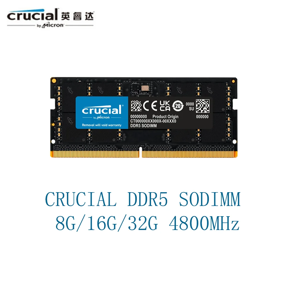 Оперативная память ноутбука Crucial DDR5 8GB 16GB 32GB 4800MHz 1.1V CL40 260-Контактный Для Ноутбука Модуль SO-DIMM 0