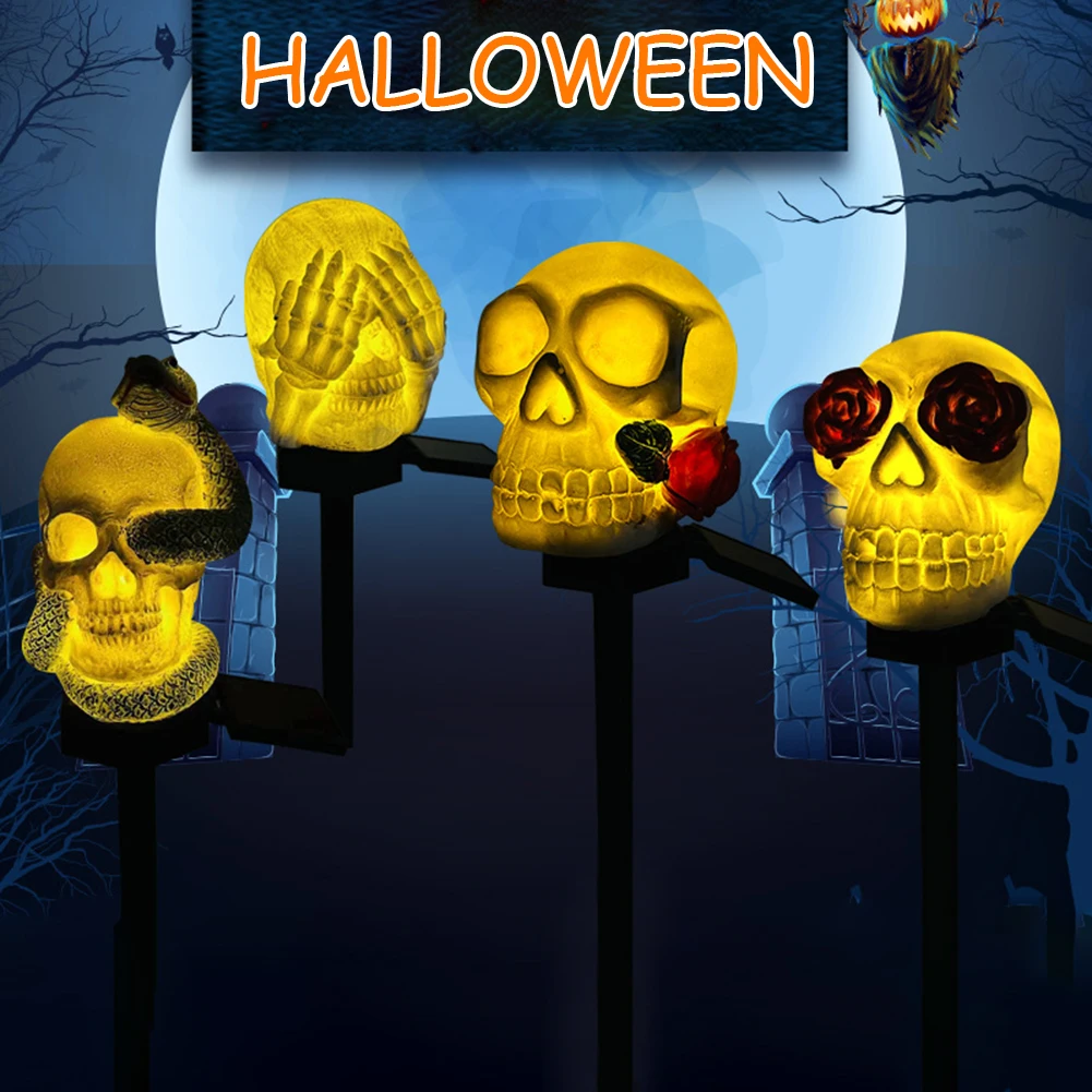 Торшеры с черепом в виде головы ужаса для Хэллоуина, стильный декоративный цокольный светильник для сада, двора, парков. 3