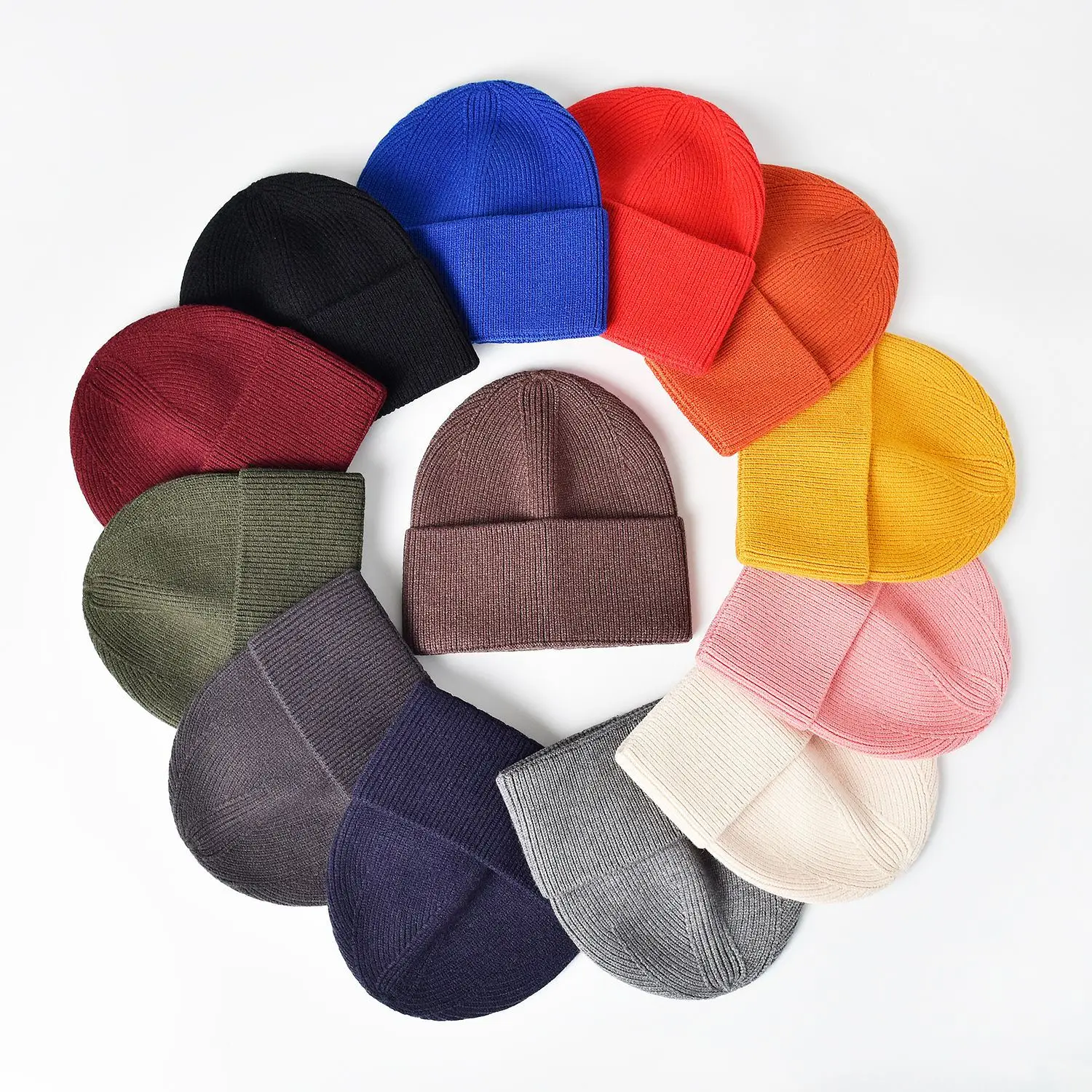 Мужские и женские зимние тюбетейки, однотонные вязаные шерстяные шапочки, теплые шапочки для холодной погоды, простые классические шапочки-пуловеры 3