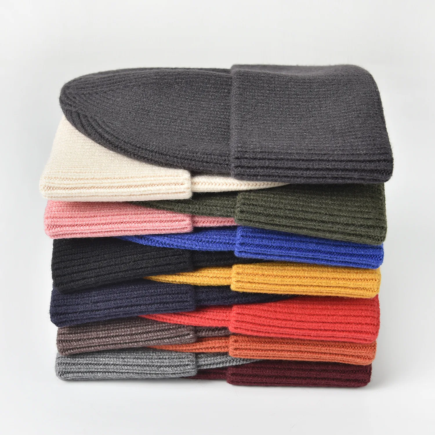 Мужские и женские зимние тюбетейки, однотонные вязаные шерстяные шапочки, теплые шапочки для холодной погоды, простые классические шапочки-пуловеры 4