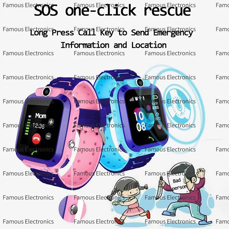 Детские умные часы Q12 Английская версия Водонепроницаемые детские сенсорные интеллектуальные часы Scree с функцией позиционирования и говорящие часы с функцией LBS 2