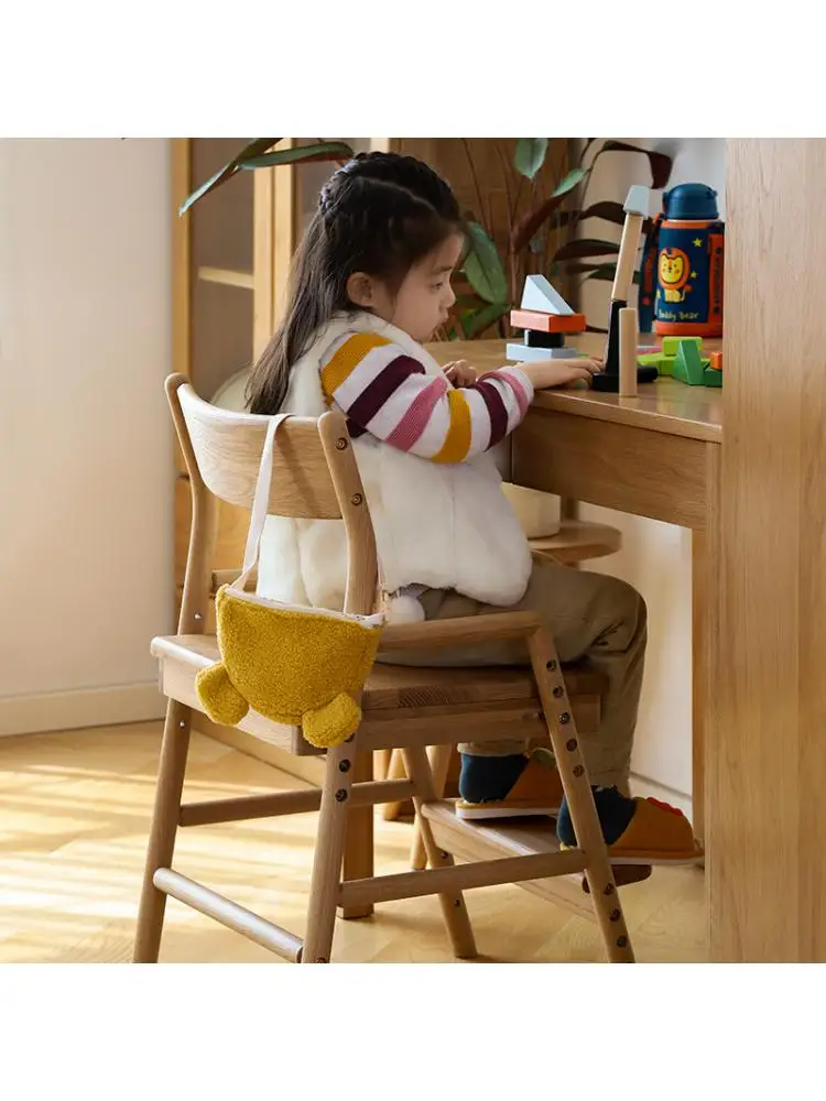 Японское детское учебное кресло из массива дерева, спинка из белого дуба, подъемный стул, письменный стул, обеденный стул 1