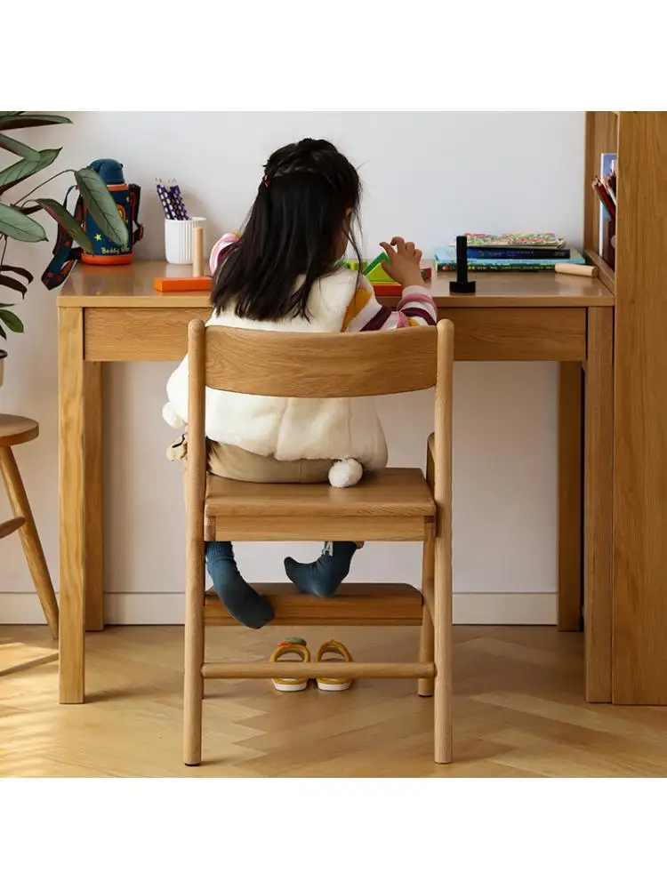 Японское детское учебное кресло из массива дерева, спинка из белого дуба, подъемный стул, письменный стул, обеденный стул 2