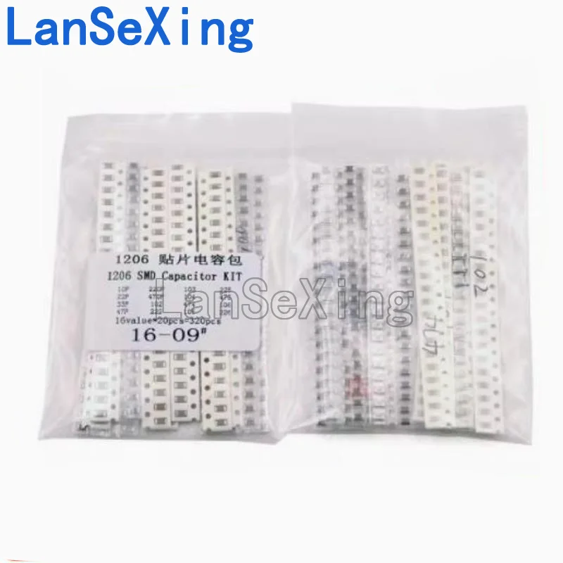 1206 набор микросхемных конденсаторов sample pack 10P ~ 22UF, обычно используются 16 типов, по 20 штук в каждом, всего 320 штук 0