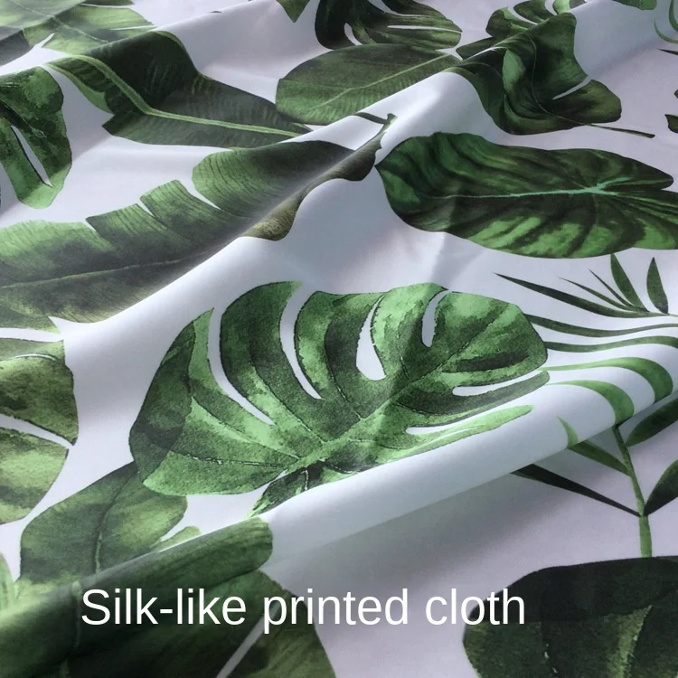 Бренды Шифоновых тканей с принтом в виде банановых листьев, эластичного атласа и полиэстера, весенне-летних тканей для одежды на метр 1